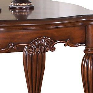 English Elm Cherry End Table with Carved Apron and Turned Fluted Legs, Cherry Veneer Top, Sleek 18mm Profile B062P189187