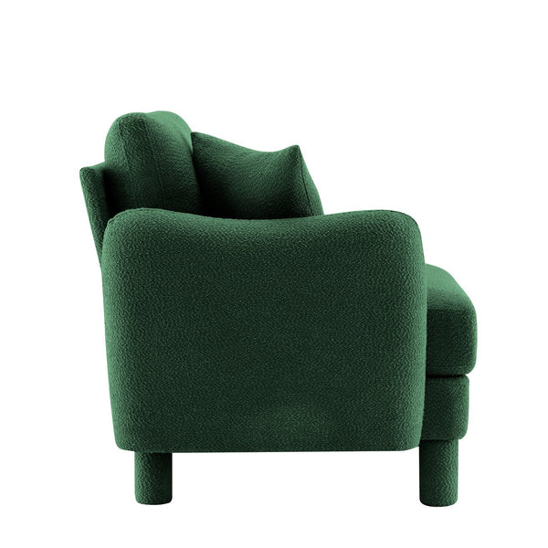 English Elm Lucas Modern LSF Sofa with Pillow in Green Bouclé – Plush Polyester, Wooden Frame, Coil Support W3041P337465