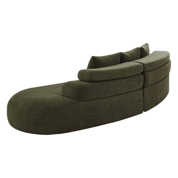 English Elm 122" Curved Modular Sectional Sofa Cloud Fill Polyester Upholstered Living Room Seating Olive Green N771P396326L_N771P396327L
