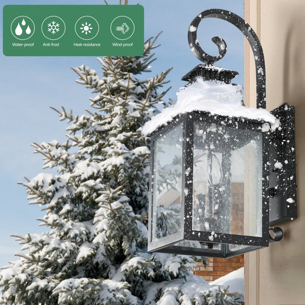 English Elm 23"(h) Matte Black Aluminum Outdoor Wall Sconce Seeded Glass Porch Lantern W2312P415985