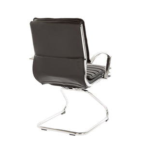OSP Home Furnishings Guest Faux Leather Office Chair with Chrome Sled Base and Ergonomic Lumbar Support Black SPX23595C-U6