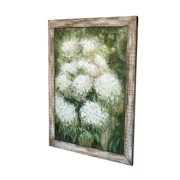 English Elm 35.4x47.2" Hand-Painted Allium Wall Art in Green Backdrop, Textured Floral Canvas with Fir Frame for Living Room Decor W2078P390179