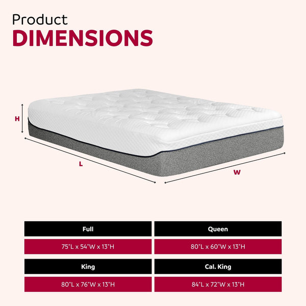 English Elm Ultra 13in Plush Gel Memory Foam Mattress Full Size - 3" Gel Layer, 13" Comfort, Motion Isolating Cover Grey+White 56 L x 17 W x 17 H B011P199718