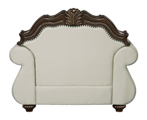 English Elm Pierce Beige Button-Tufted Accent Chair with Floral Trim & Pillow, 25" Seat, Pocket Coil Comfort B2726S00274