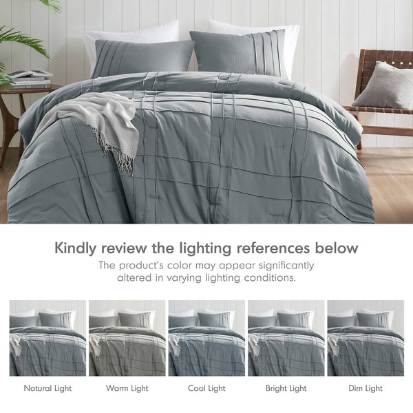 English Elm 2-piece Pintuck Pleated Microfiber Comforter Set Hotel Inspired Soft Twin Bedding B035P463226