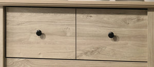English Elm Elettra Four Drawer Chest in Warm Oak Finish with Bold Black Metal Hardware Light Oak B2749P413340