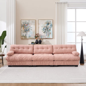 English Elm Modular Cloud Sectional Sofa Flannelette Deep Seat Couch for Living Room with Pillows Pink W2120S00032