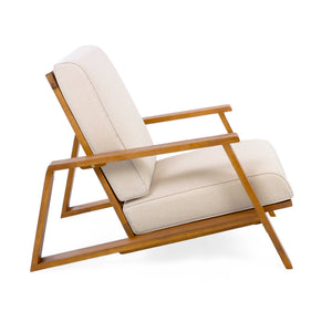 English Elm Christopher Knight Home® - Patio Lounge Chair - Weather-Resistant Beige Cushion & Teak Acacia Wood Frame For Outdoor Elegance N779P291591T