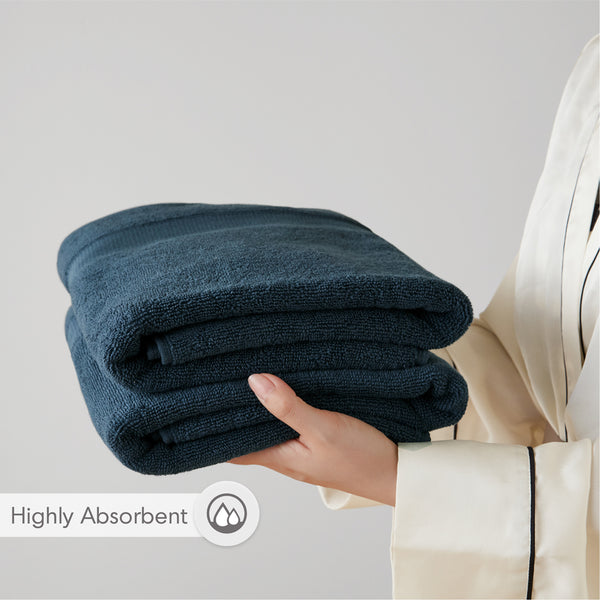 JLA Home Comfort Spaces - 500GSM Plush 6pc Towel Set Crafted from 100% Turkish Cotton for Spa Softness, Quick-Dry, Oeko-Tex Safe Navy AM73-0236