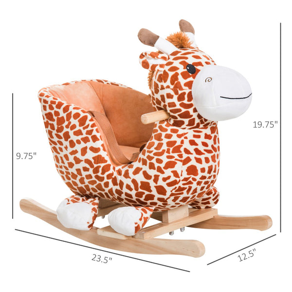 English Elm Qaba Giraffe Plush Toddler Rocking Ride on Toy with Sound and Safety Belt W2225P200647