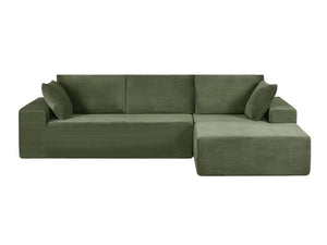 English Elm Cozyform Convertible Sectional Sofa - Soft Corduroy, No Assembly, Versatile Comfy Couch In Dark Green B2735P359710