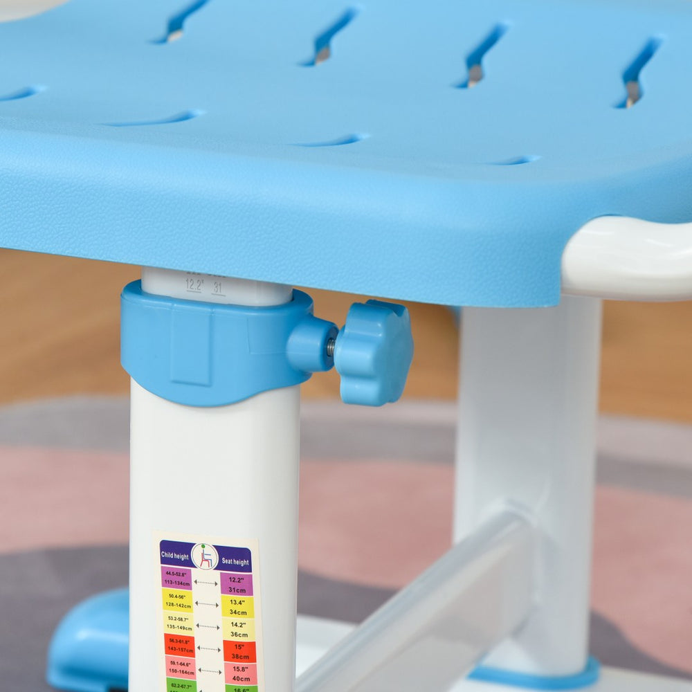 English Elm Qaba Kids Activity Desk And Chair Set With Adjustable Height, Usb Light, Storage Drawer, Blue/White W2225P200635-GIGA