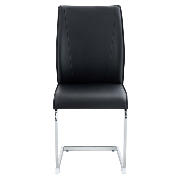 English Elm Luxury Arch Chair Set Of 8 - Stylish Black Pu Upholstered Dining Chairs With Ergonomic Support W1151S03065