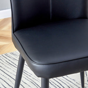 English Elm Modern Pu Leather Dining Chair Set of Six with Curved Back and Polished Metal Legs W1151P370776