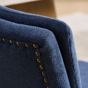 English Elm Modern Dining Chairs Set of 2 with Double-Layer Cushioned Spring+Sponge Comfort, Curved Solid Wood Legs, Mid Back Elegance for Living & Dining Room Blue W1143P207918