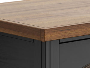 English Elm 53 Inch Writing Desk Fully Assembled Two-Tone Black & Whiskey Farmhouse Office Desk with Drawers, Rustic Charm - Ready to Use B108P160151