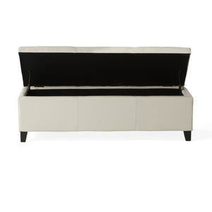 English Elm Upholstered Storage Ottoman with Solid Wood Legs Wide Hinged Bench for Living Rooms N757P414088I