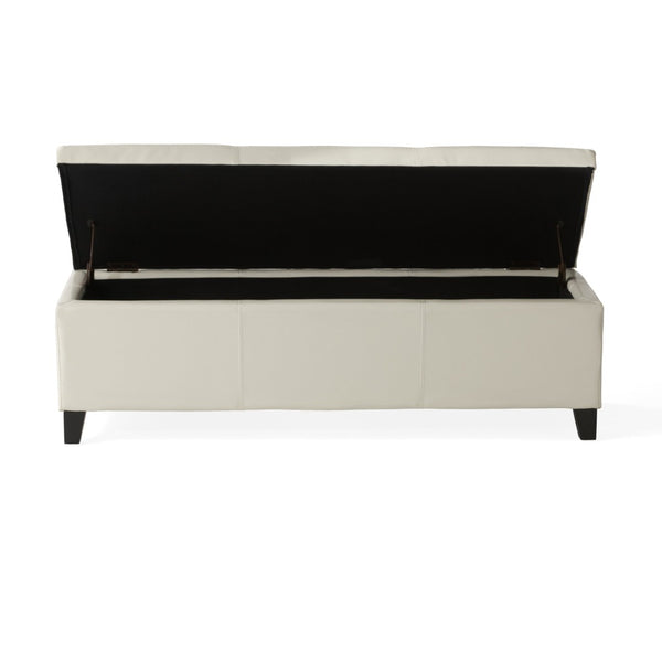 English Elm Upholstered Storage Ottoman with Solid Wood Legs Wide Hinged Bench for Living Rooms N757P414088I