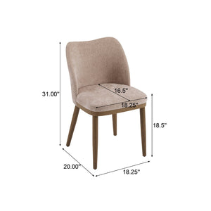 English Elm Dining Chair Set of 2 Mid-century Walnut Wood Frame Upholstered Seat and Back Apricot Cream N771P237036V