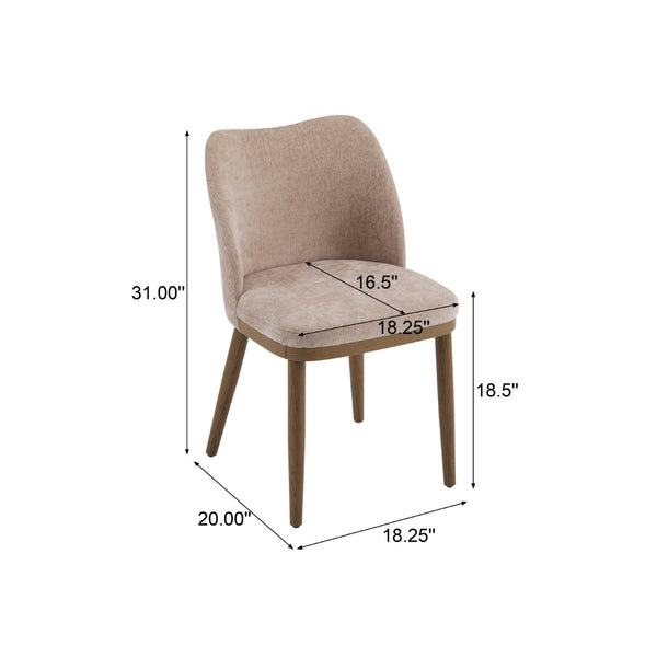 English Elm Dining Chair Set of 2 Mid-century Walnut Wood Frame Upholstered Seat and Back Apricot Cream N771P237036V