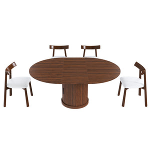 English Elm 59-inch Expandable Glass Top Dining Set Seats 8 with Upholstered Chairs X-base W2700S00113