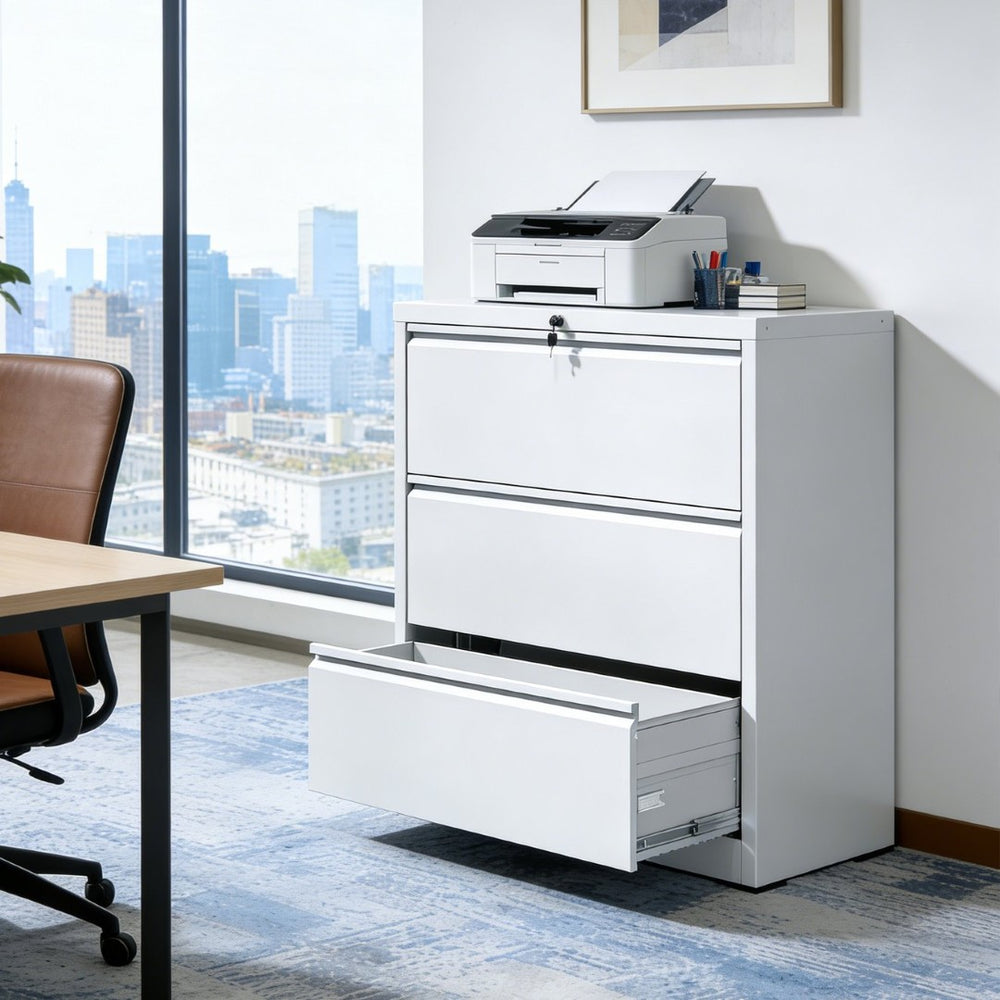 English Elm Lateral Steel Filing Cabinet Two Drawer Locking Anti-tip Home Office Storage W2735P428820