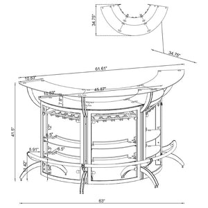 English Elm Elaina Curved Freestanding Home Bar with Smoked Acrylic Panels and Stemware Rack B062S01725