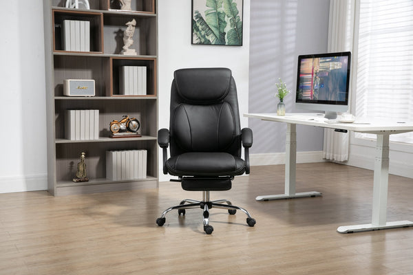English Elm Big PU Leather Big and Tall Office Chair with Footrest, High Back Ergonomic Recliner for Back Pain Relief B205P241914