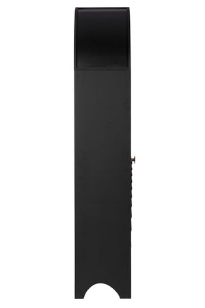 English Elm 61" Arched Bookshelf with Door — Mid-Century Black 5-Tier Bookcase, Dust-Proof Storage & Sturdy Frame W3123P333693