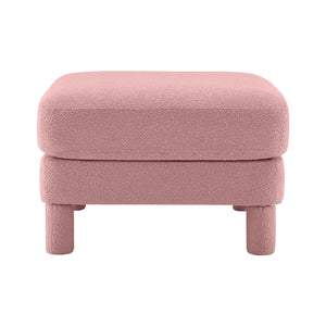 English Elm Lucas Modern Bouclé Ottoman with Wooden Frame, Plush Foam & Coil Support for Stylish Comfort and Durability Pink W3041P337437