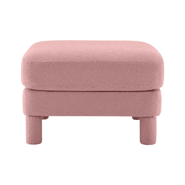 English Elm Lucas Modern Bouclé Ottoman with Wooden Frame, Plush Foam & Coil Support for Stylish Comfort and Durability Pink W3041P337437