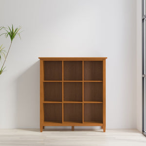 English Elm Warm Warm Shaker 9 Cube Storage Brown Pine 9-Cube Organizer Handcrafted Solid Wood 15.8x44x48" Transitional B136P238618