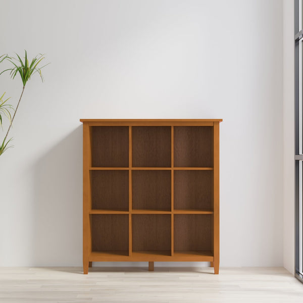 English Elm Warm Warm Shaker 9 Cube Storage Brown Pine 9-Cube Organizer Handcrafted Solid Wood 15.8x44x48" Transitional B136P238618