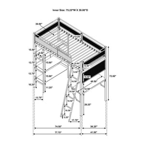 English Elm Metal Full Over Twin Bunk Bed with Integrated Desk Powder Coated Steel Frame B016P464475