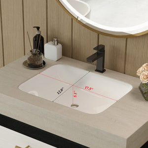 English Elm Modern Freestanding Bathroom Vanity Sintered Stone Top Ceramic Sink Gold Legs W3136S00048