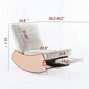 English Elm Modern Rocking Chair Recliner with Adjustable Soft Backrest, Stable Frame and Cushioned Leg Support Orange W1143P163506