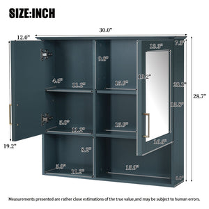 English Elm 2-in-1 Matte Wall Mounted Medicine Cabinet Soft Close Mirror Storage for Bathroom Vanity Blue N710P389456C