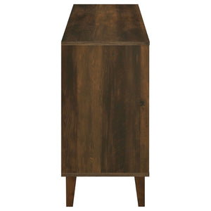 English Elm Brommer Slatted Door Hardwood Sideboard Cabinet with Tapered Legs for Dining Rooms B062P451809