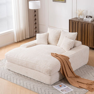 English Elm 028-oversized Corduroy Chaise Sleeper Sofa with Foam Support for Apartments W527P412860
