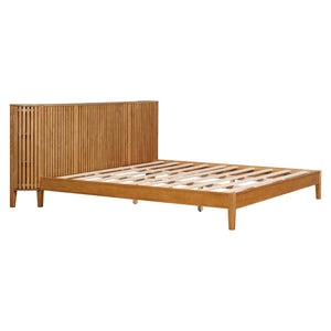 English Elm Christopher Knight Home® - King Solid Wood King Size Bed with Slat Headboard, Dual Side Storage & Display Shelves, Sturdy Comfort N758K532021N