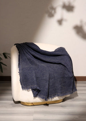 English Elm Stonewashed Linen Woven Throw Blanket With Artisan Fringe – Cozy, Breathable & Stylish 52X68" B346P321249-GIGA