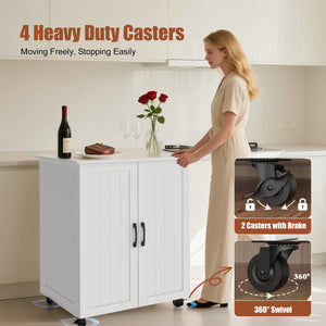 English Elm Kitchen Island With Wheels - Compact Mobile Cart For Crafting, Coffee, And Smart Storage Solutions W3062P289219