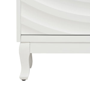 English Elm Elegant Modern Sideboard with Wavy Arched Groove Doors, Adjustable Shelves, MDF Wood Legs, 63.4" L W2696P256249