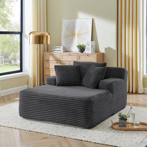 English Elm Single Frameless Velvet Lounge Chair Plush High Density Foam Accent Seat for Living Room Dark Gray W487P420017