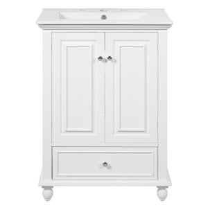 English Elm 24'' French Style Bathroom Vanity with Ceramic Sink Soft Close Cabinet and Drawer White N710P411227K