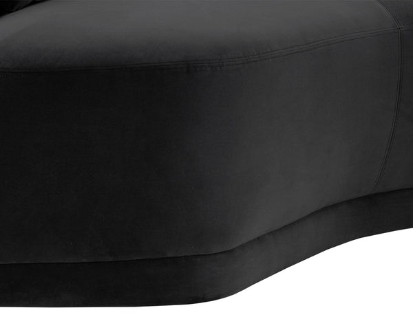 Sunpan Soraya Sofa - Curved Elegance for Modern Living Rooms with Stylish Wooden Frame and Cozy Pillows Shadow Grey