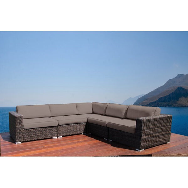 English Elm Fully Assembled Outdoor Sectional Sofa - L-Shaped, All-Weather Wicker, Plush Cushions, Uv Resistant B120S00106