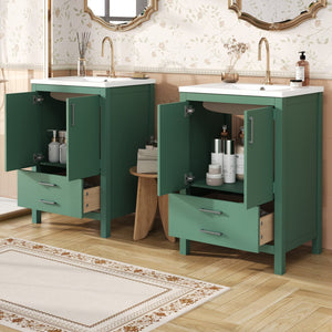 English Elm 48'' Bathroom Vanity with Sink 48.8'' Modern Freestanding 6-Drawer Ceramic Basin Cabinet for Baths Green N710SS00006F