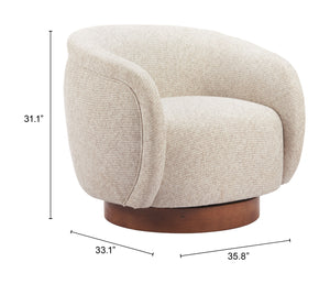 Zuo Modern Vinta Swivel Chair Beige - Stylish Modern Design In Soft Polyester For Chic Home Décor & Comfort Beige 100% Polyester,Plywood,Elm Wood 110435-zuo-modern