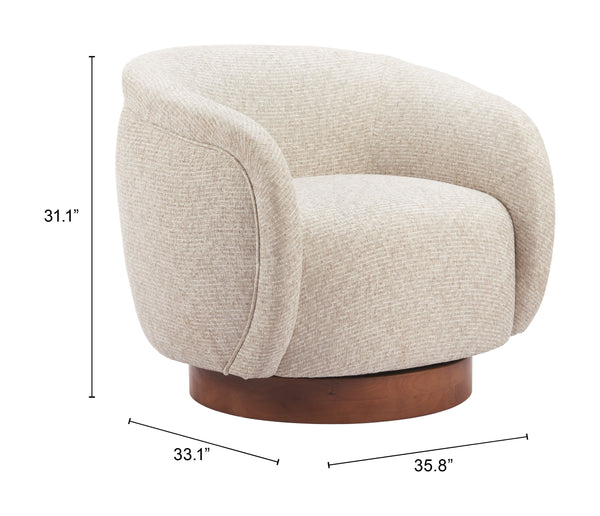 Zuo Modern Vinta Swivel Chair Beige - Stylish Modern Design In Soft Polyester For Chic Home Décor & Comfort Beige 100% Polyester,Plywood,Elm Wood 110435-zuo-modern